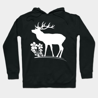 deer, stag, flowers, wild animal, hunting bloom Hoodie